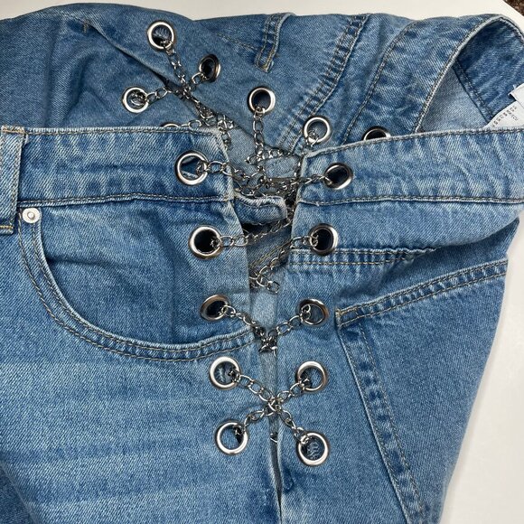 Eyelet Chain Boyfriend Denim High Rise 4 Pocket Jeans 6/8 Sz 29 Feminine Sexy - Picture 6 of 12